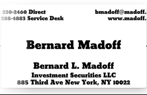 Bernard Madoff business card