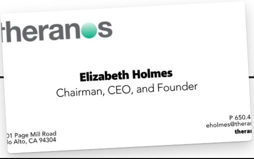 Elizabeth Holmes Theranos business card