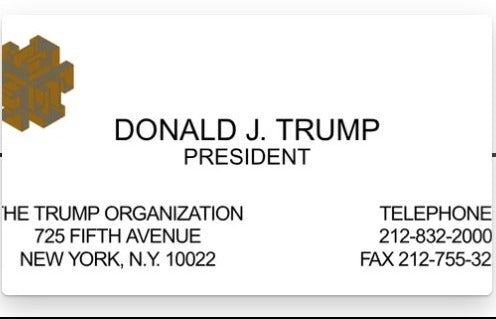 Donald J. Trump business card